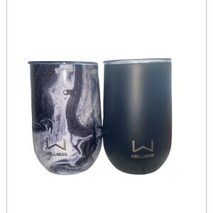 14 oz Black and Marble Tumblers Set